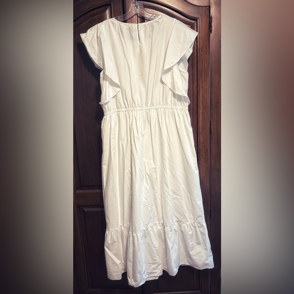 ME by JENNIE GARTH. Poplin flutter sleeve tiered maxi dress WHITE plus sized 1x - Picture 2 of 5